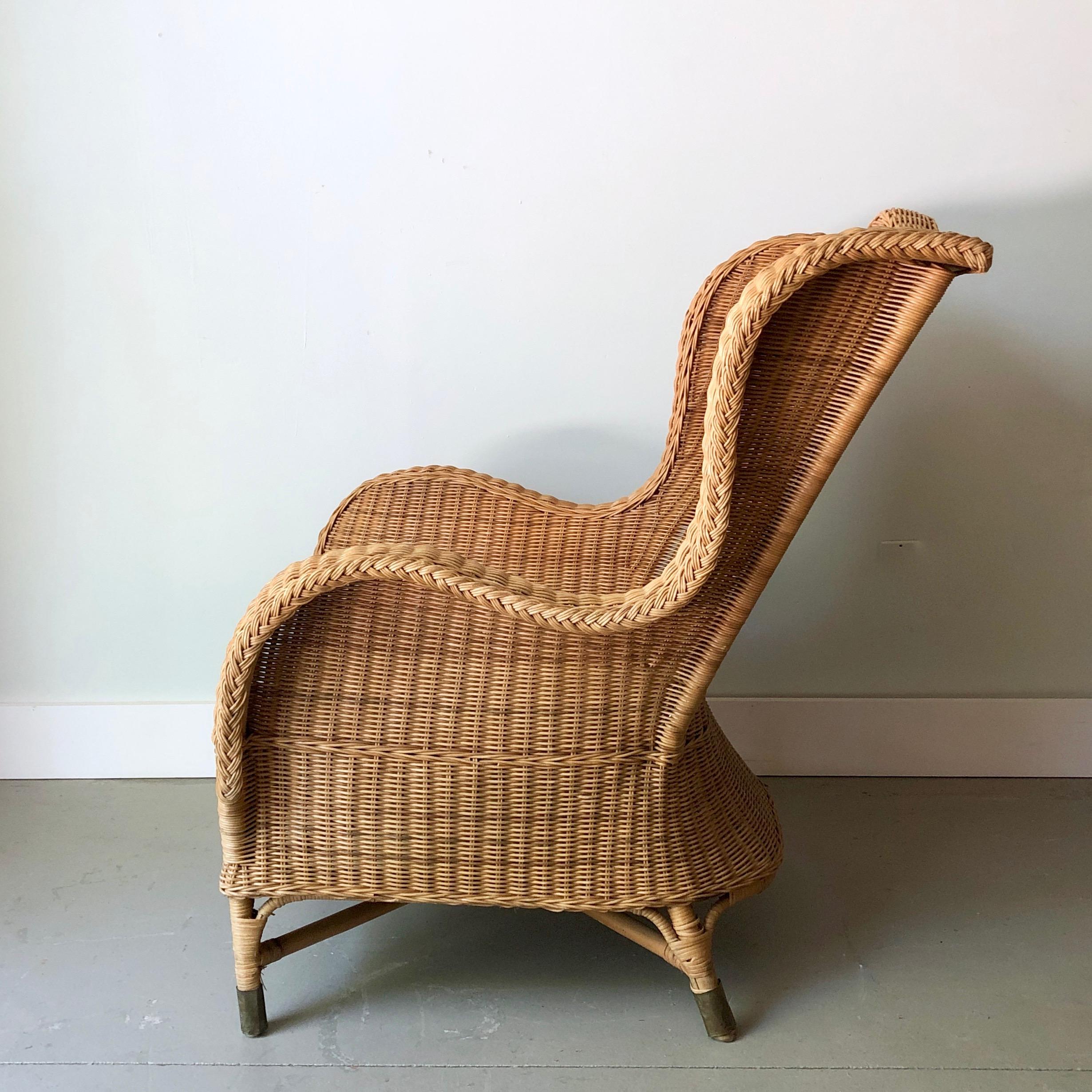 Pair of Antique French Wicker/Rattan Lounge Armchairs 3