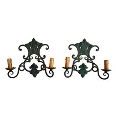 A pair of Vintage French wrought iron sconces