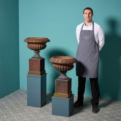 A Pair of Antique Garden Urn Planters in Terracotta