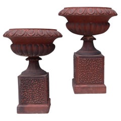A Pair of Used Garden Urn Planters in Terracotta