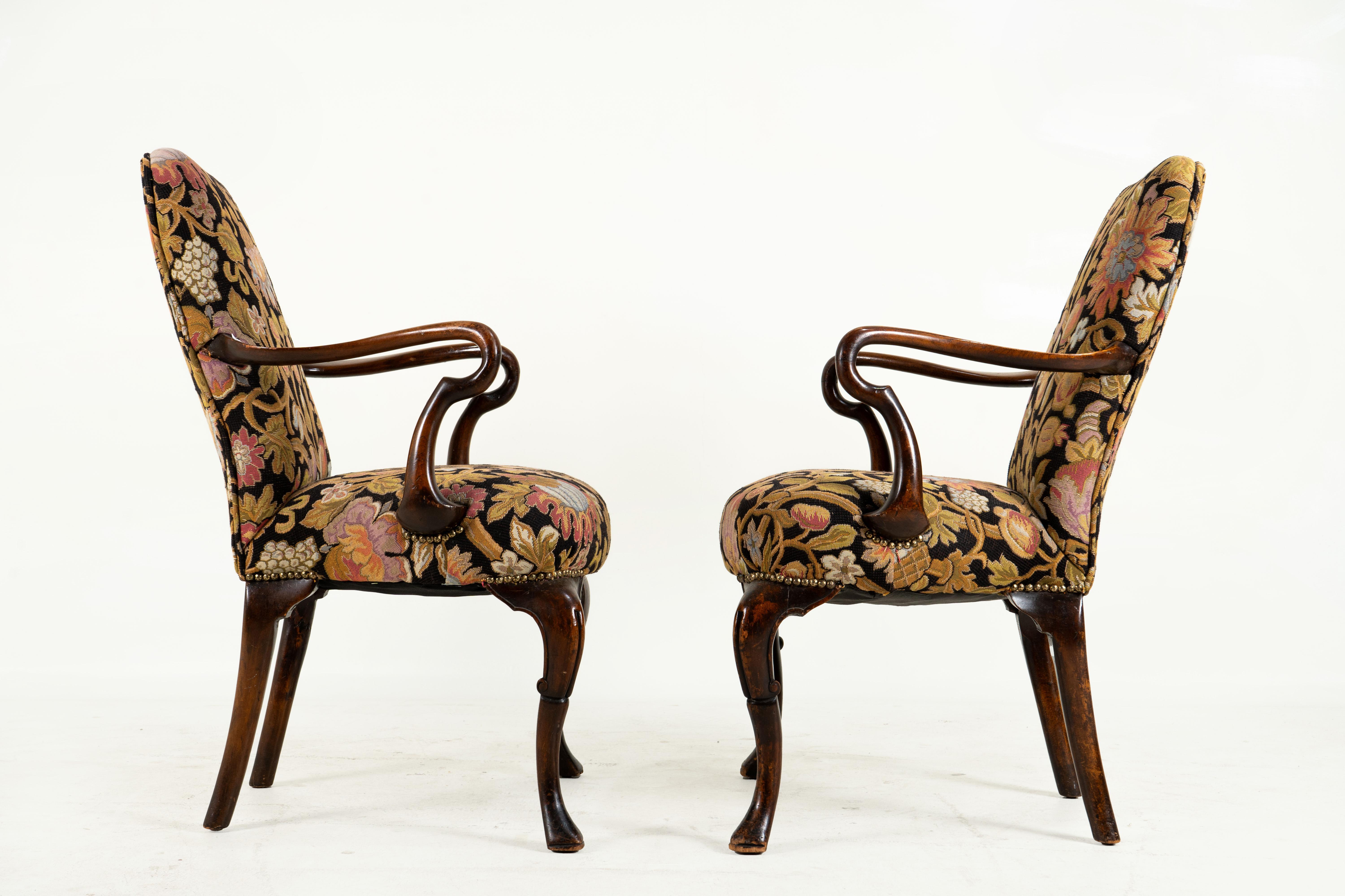 English A Pair of Antique George I Style Armchairs