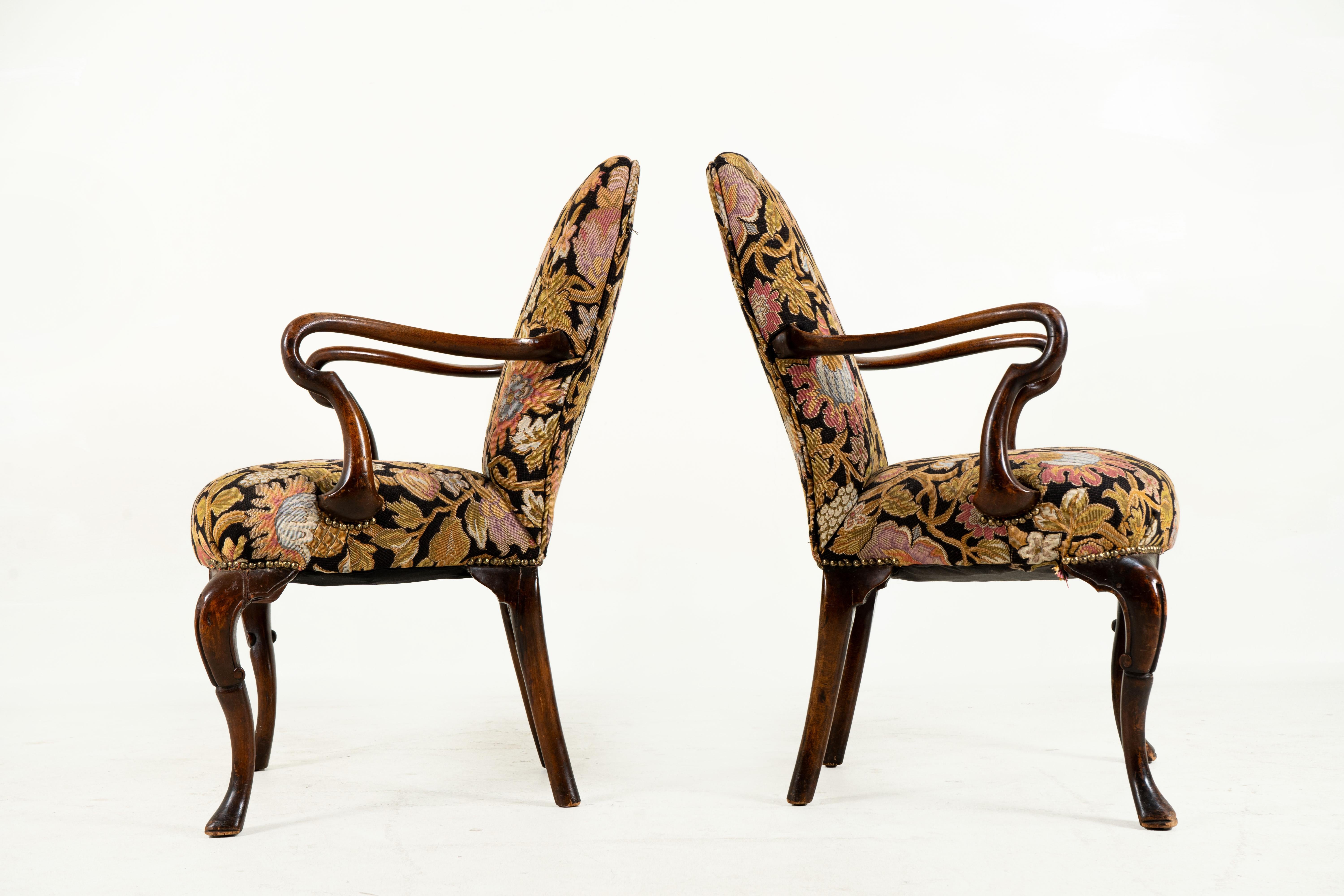 19th Century A Pair of Antique George I Style Armchairs