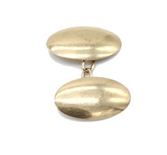 Pair of Antique George V Oval 9 kt Yellow Gold Gentleman's Cufflinks