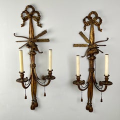 A Pair Of Antique Giltwood Wall Sconces