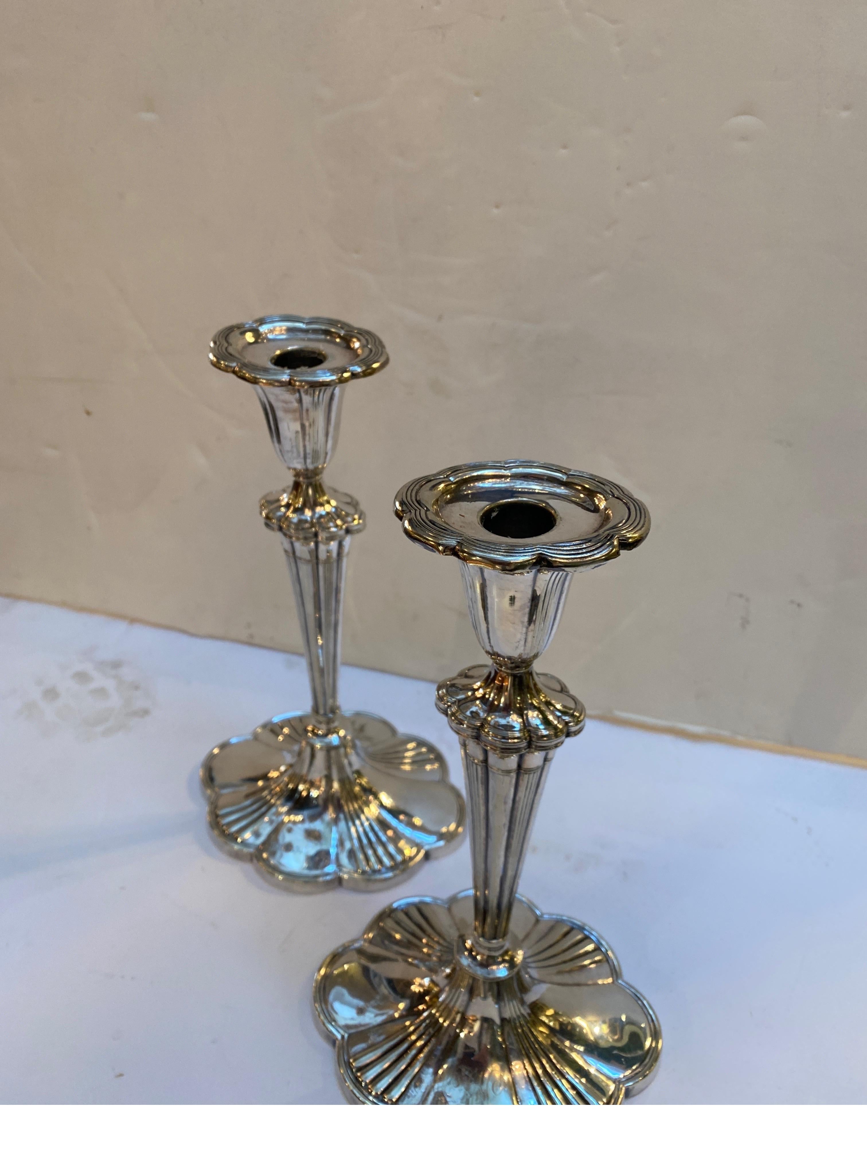 Pair of Antique Gotham Silver Plate Candlesticks Year Mark 1914 2