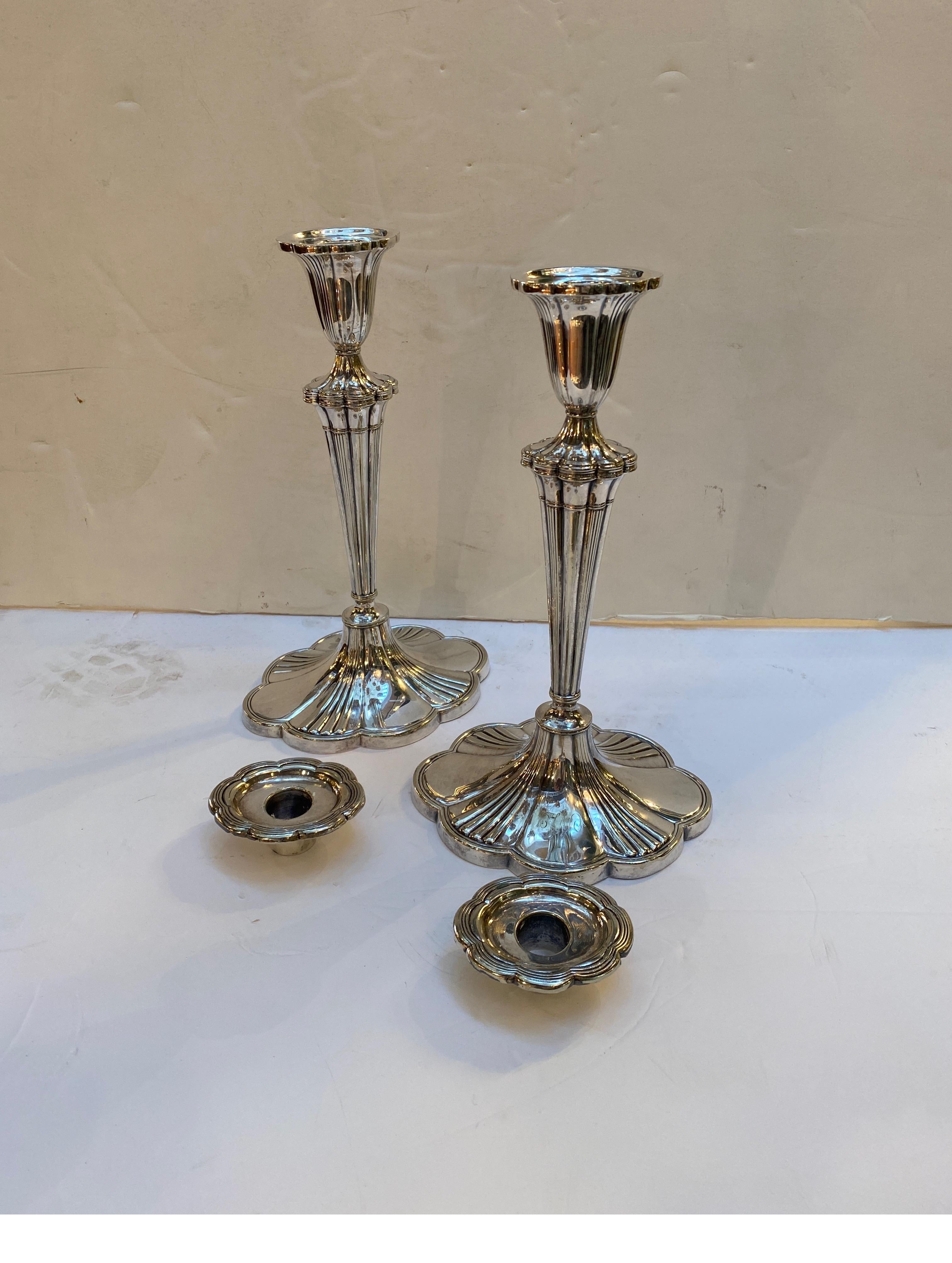 American Pair of Antique Gotham Silver Plate Candlesticks Year Mark 1914