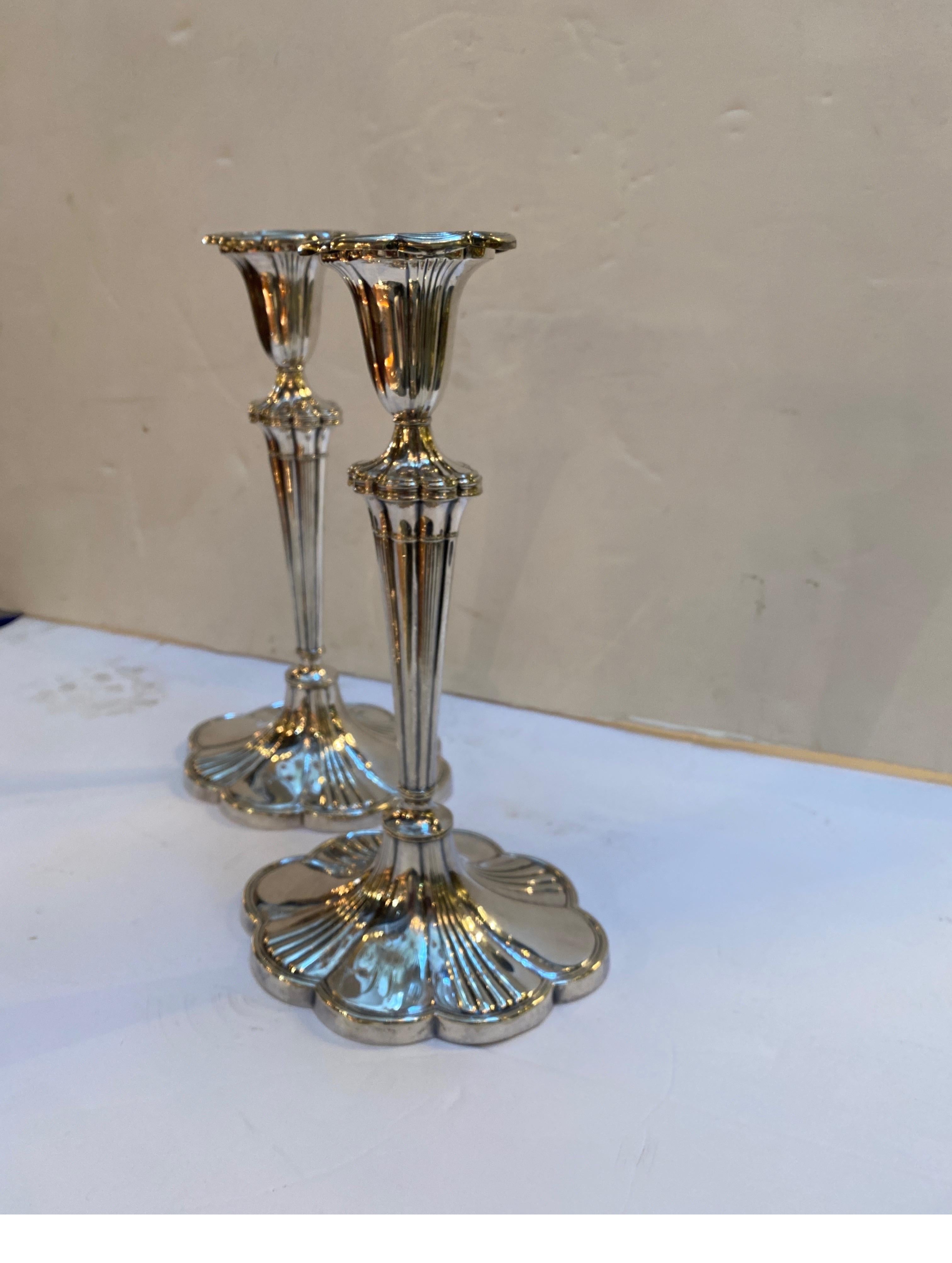 Pair of Antique Gotham Silver Plate Candlesticks Year Mark 1914 1