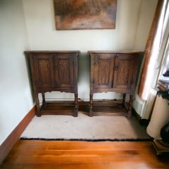 A pair of Antique Gothic Style bedside cabinets