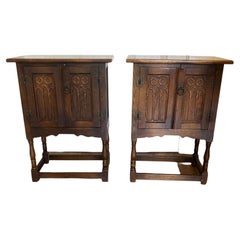 A pair of Antique Gothic Style bedside cabinets