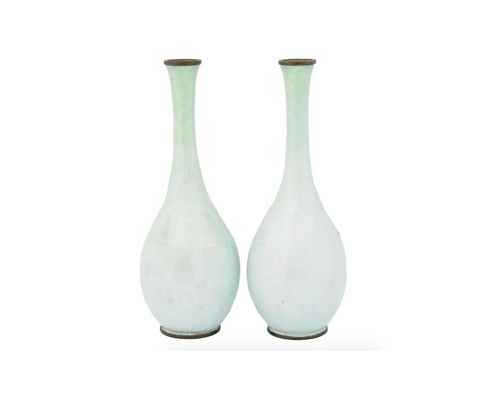 Cloissoné Pair of Antique Japanese Ginbari Cloisonne Enamel Floral Vases For Sale