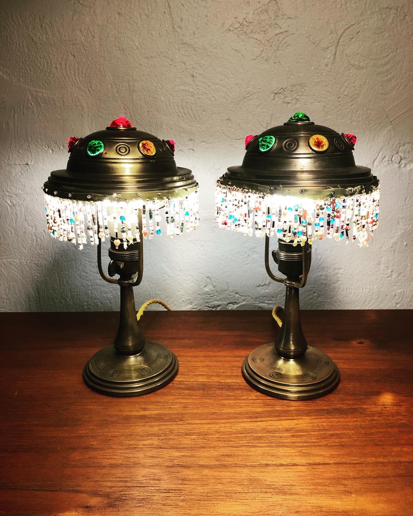 Paire de lampes de table anciennes Jugend en vente 2