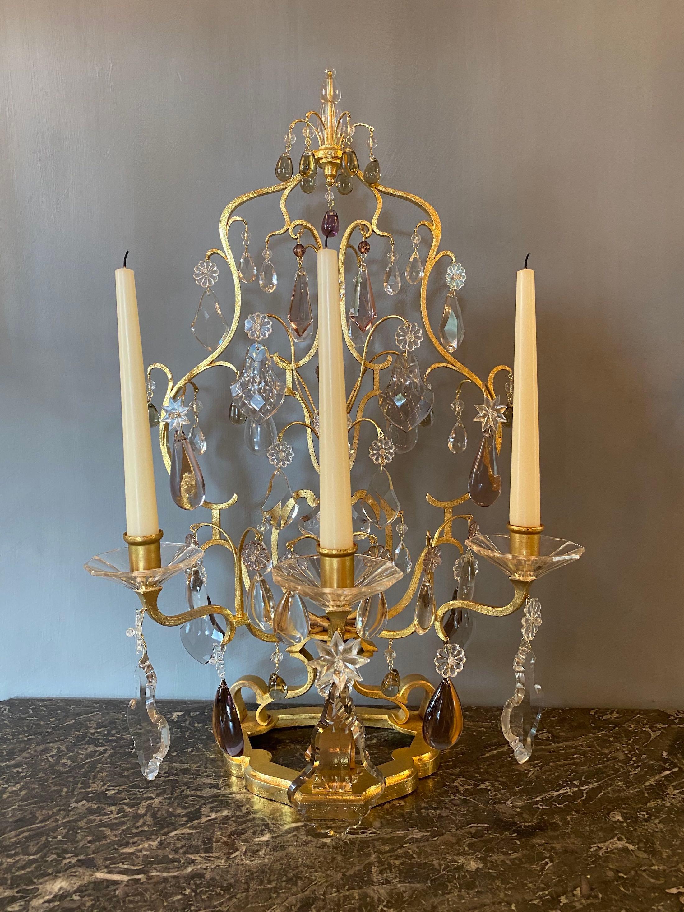 A pair of antique large French candle girandoles by Maison Baguès For Sale 8