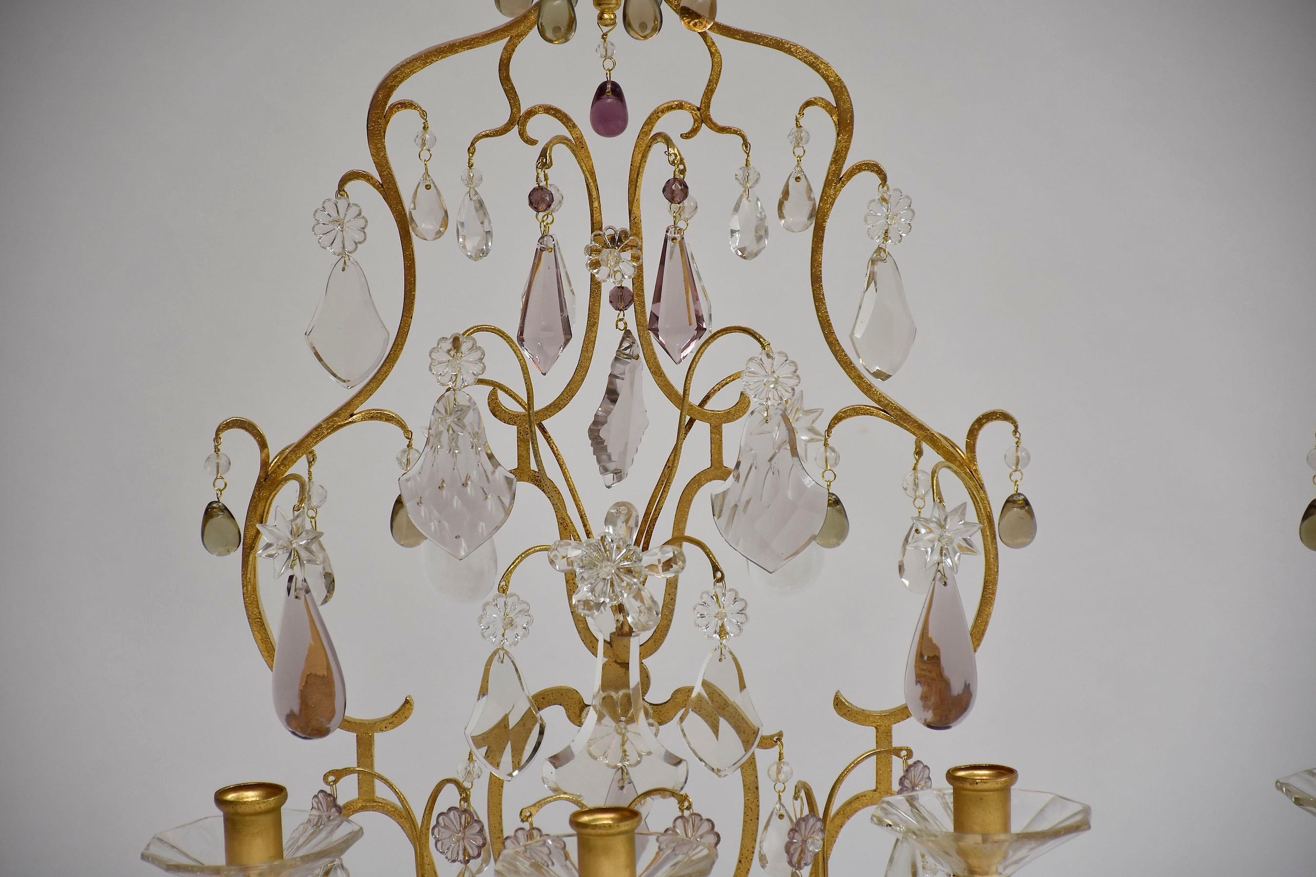 20th Century A pair of antique large French candle girandoles by Maison Baguès For Sale
