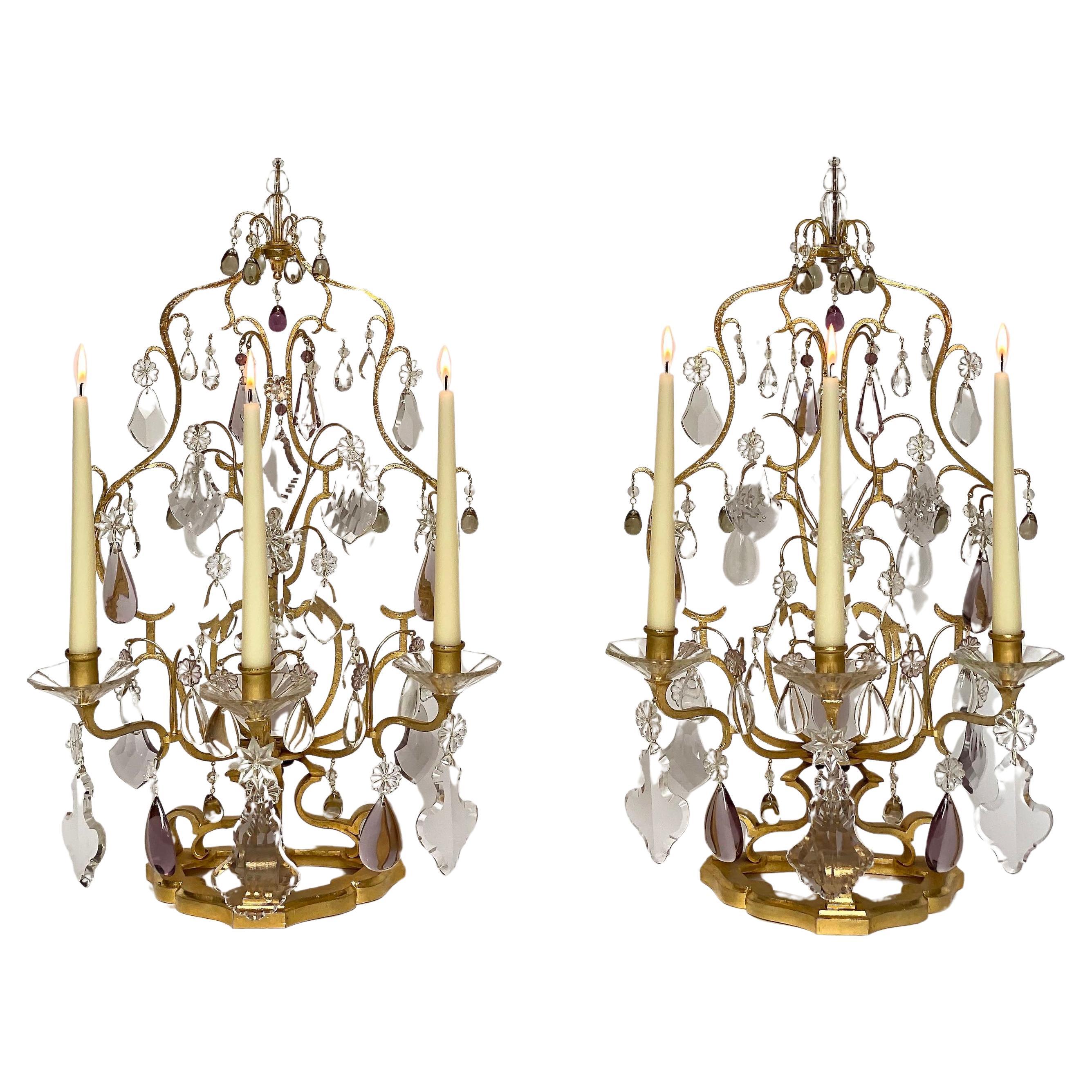 A pair of antique large French candle girandoles by Maison Baguès For Sale