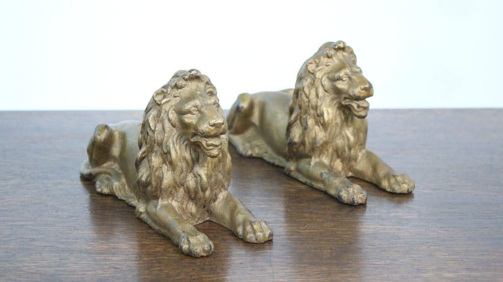 Pair of Cast Lions

A fabulous pair of late 19th century Lions.

Two recumbent lions suitable for the desk or as a feature on a bookcase. 

Each with a casting stamp.

Condition:

In original antique condition.

Dimensions (cm):

12H x 22W x 8D