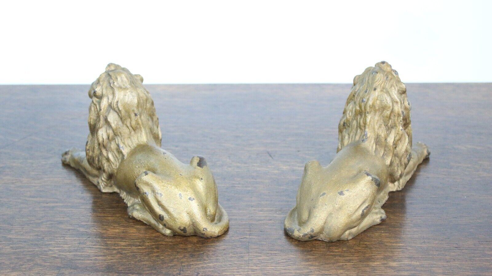 A Pair of Antique Late 19th Century Recumbent Cast Lions For Sale 1