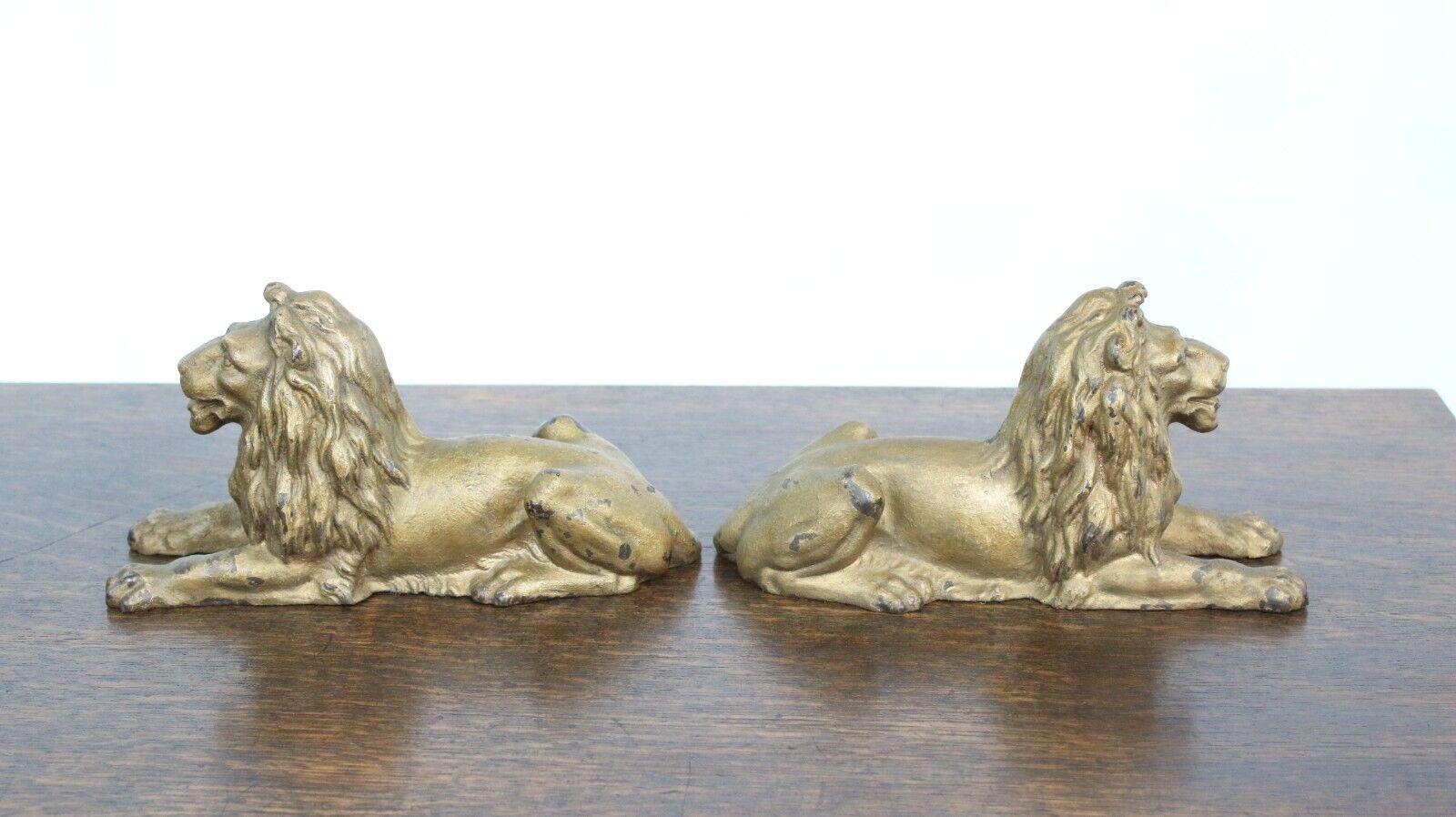 A Pair of Antique Late 19th Century Recumbent Cast Lions For Sale 3
