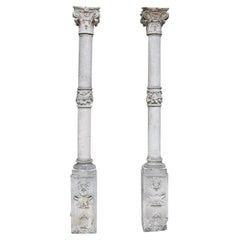 Pair of Antique Limestone Columns