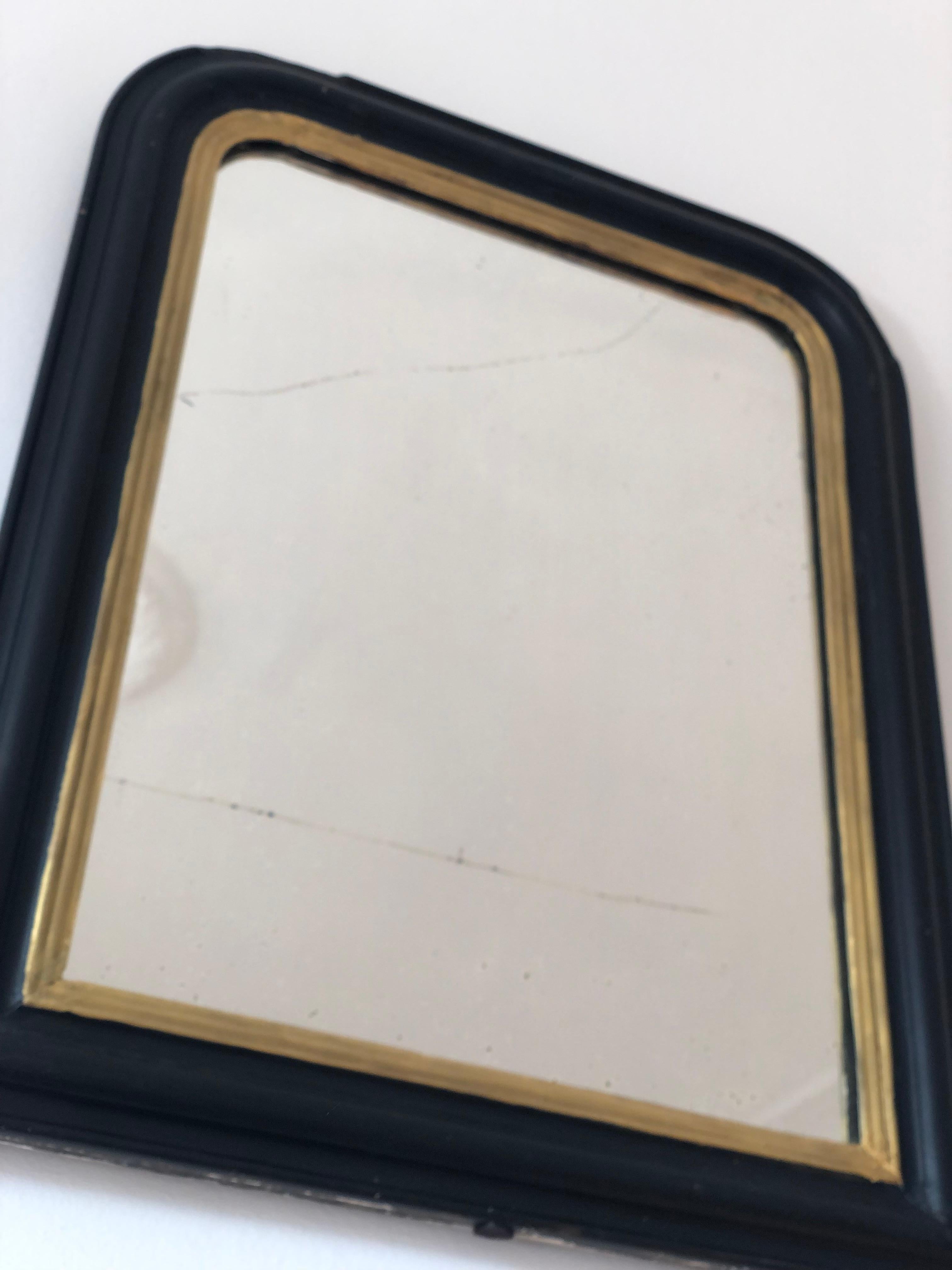 A Pair of Antique Louis Philippe French Mirror In Black and Gold Late 19th Centu For Sale 3