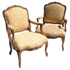 A Pair of Antique Louis XV style Fauteuils à la Reine