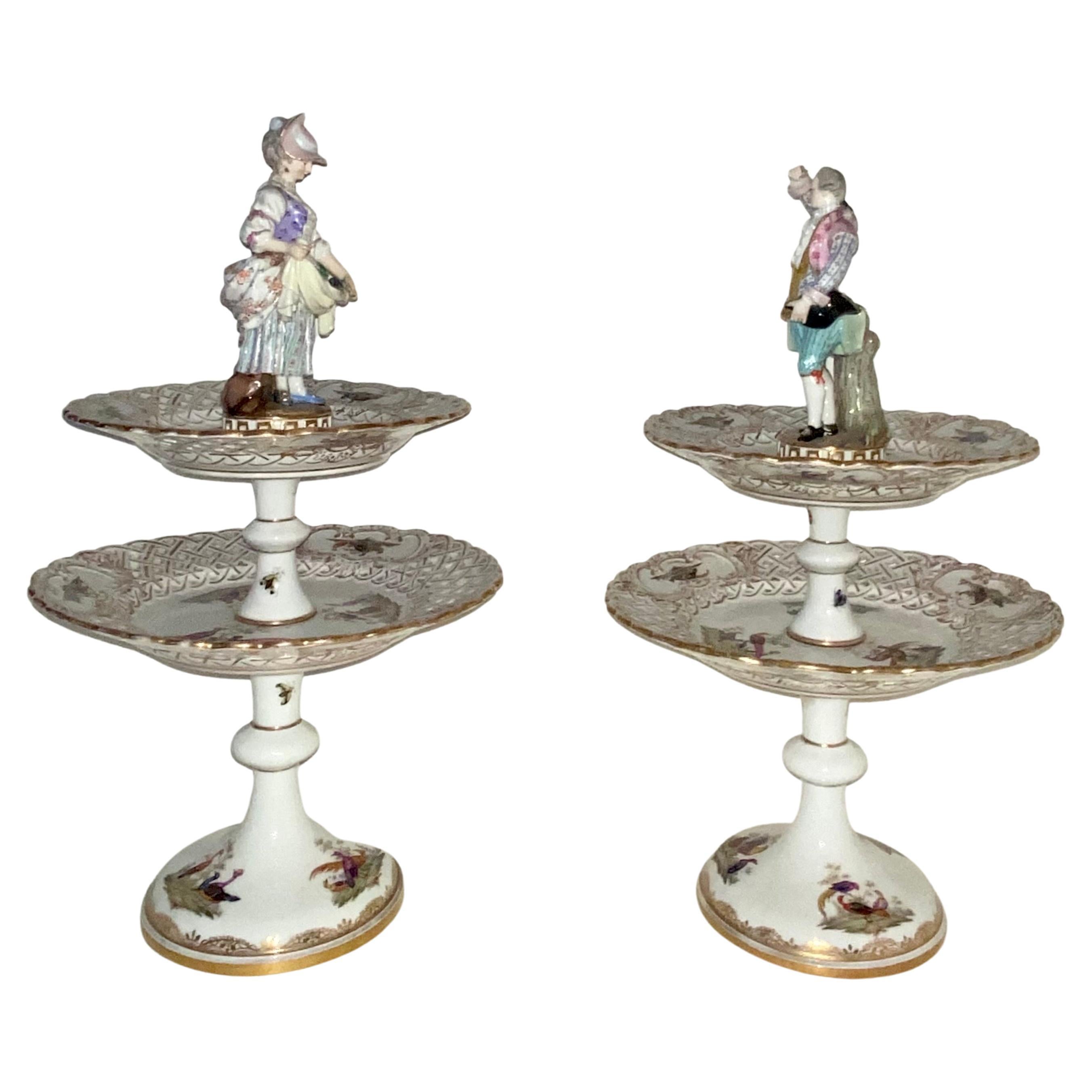 Pair of Antique Meissen Two Tier Dessert / Cake Stands For Sale 6
