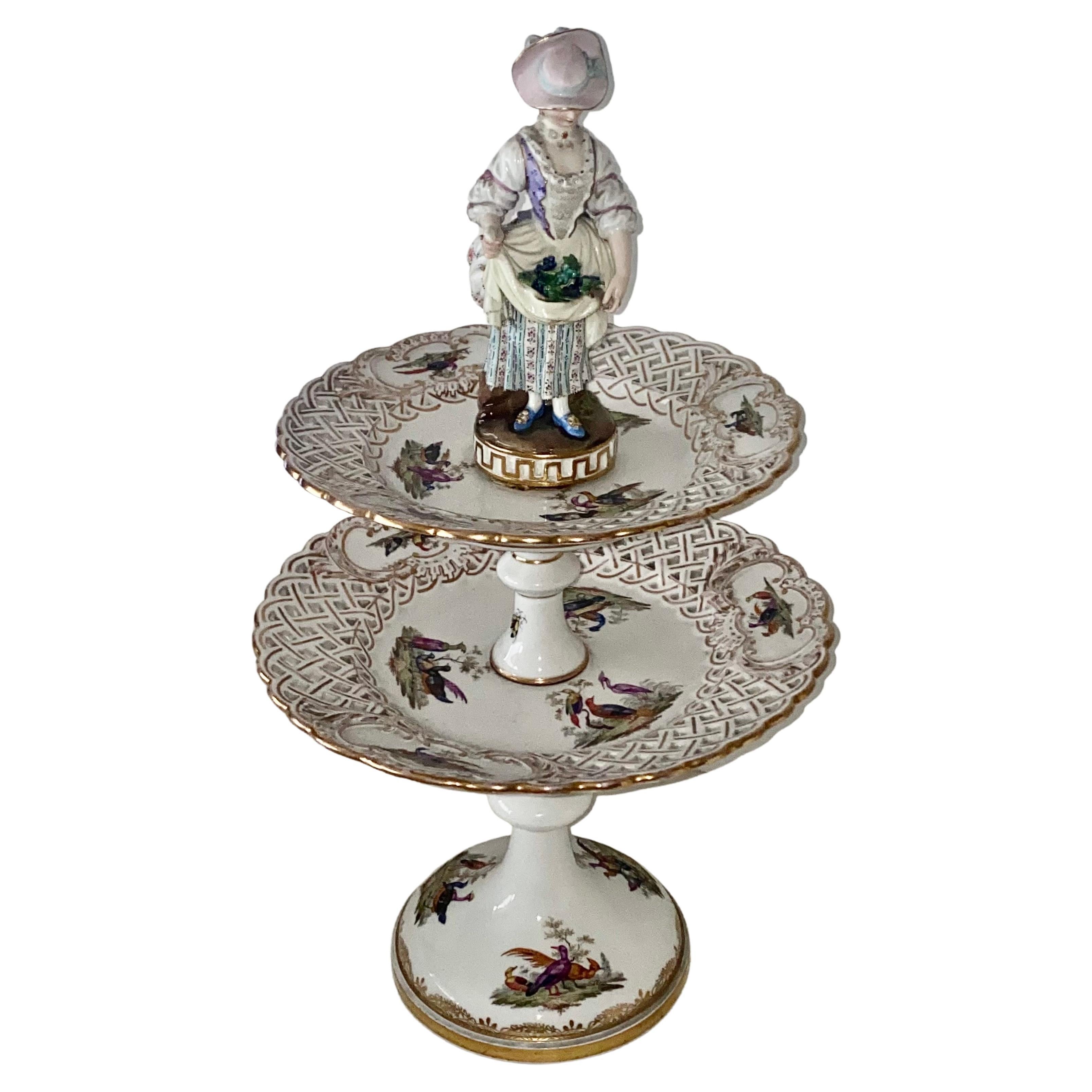 Pair of Antique Meissen Two Tier Dessert / Cake Stands For Sale 8