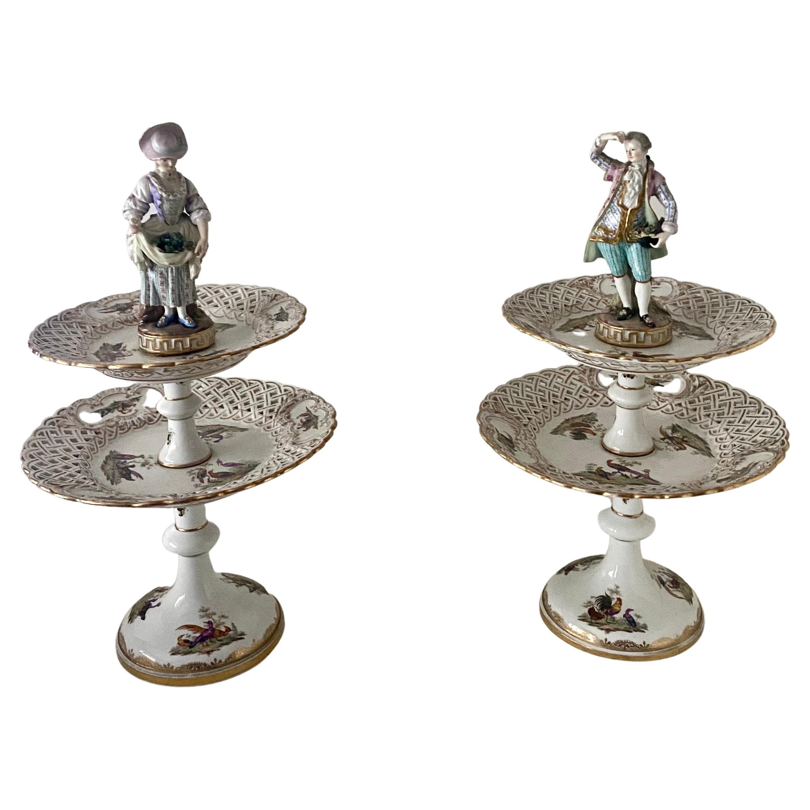 Pair of Antique Meissen Two Tier Dessert / Cake Stands For Sale 10
