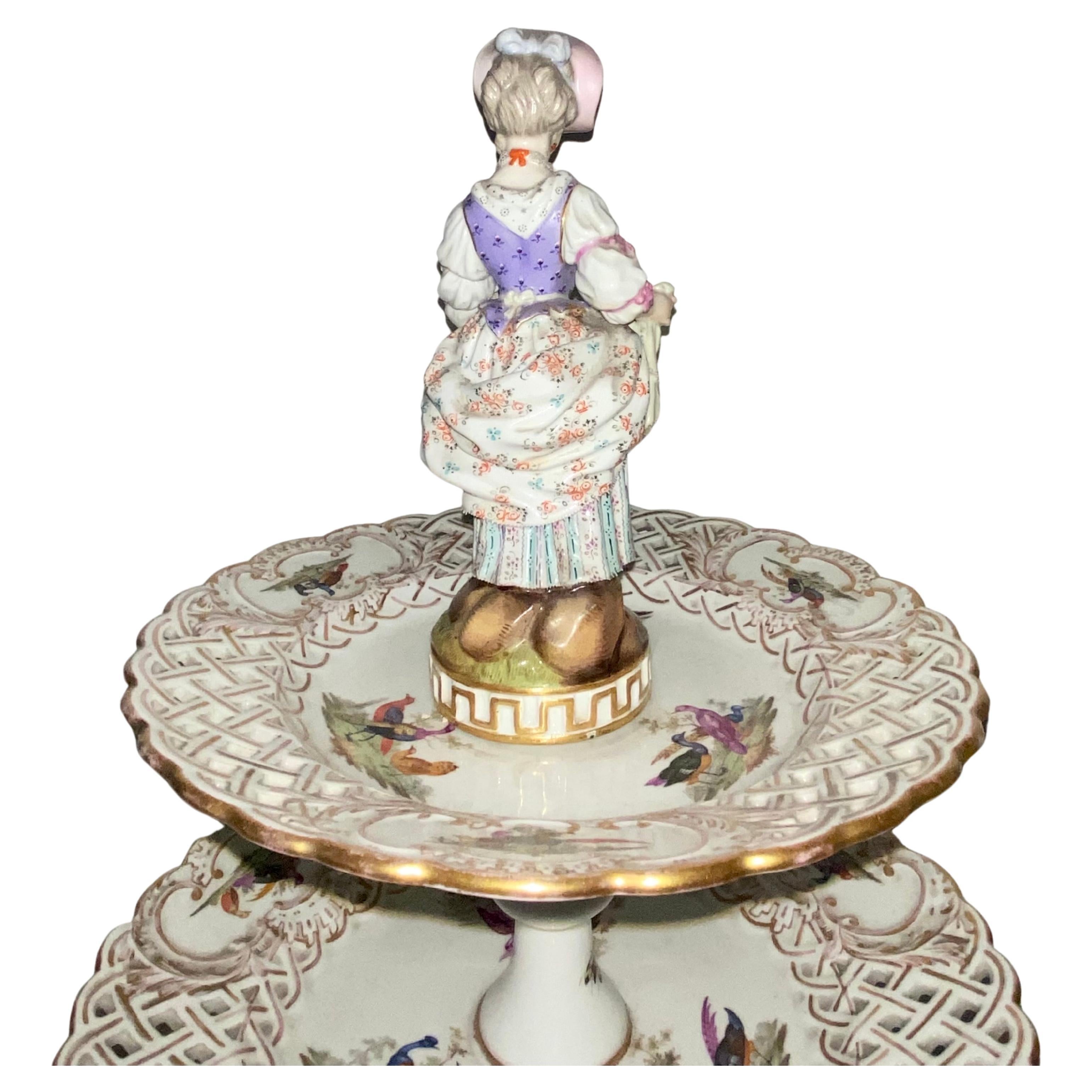 Pair of Antique Meissen Two Tier Dessert / Cake Stands For Sale 3