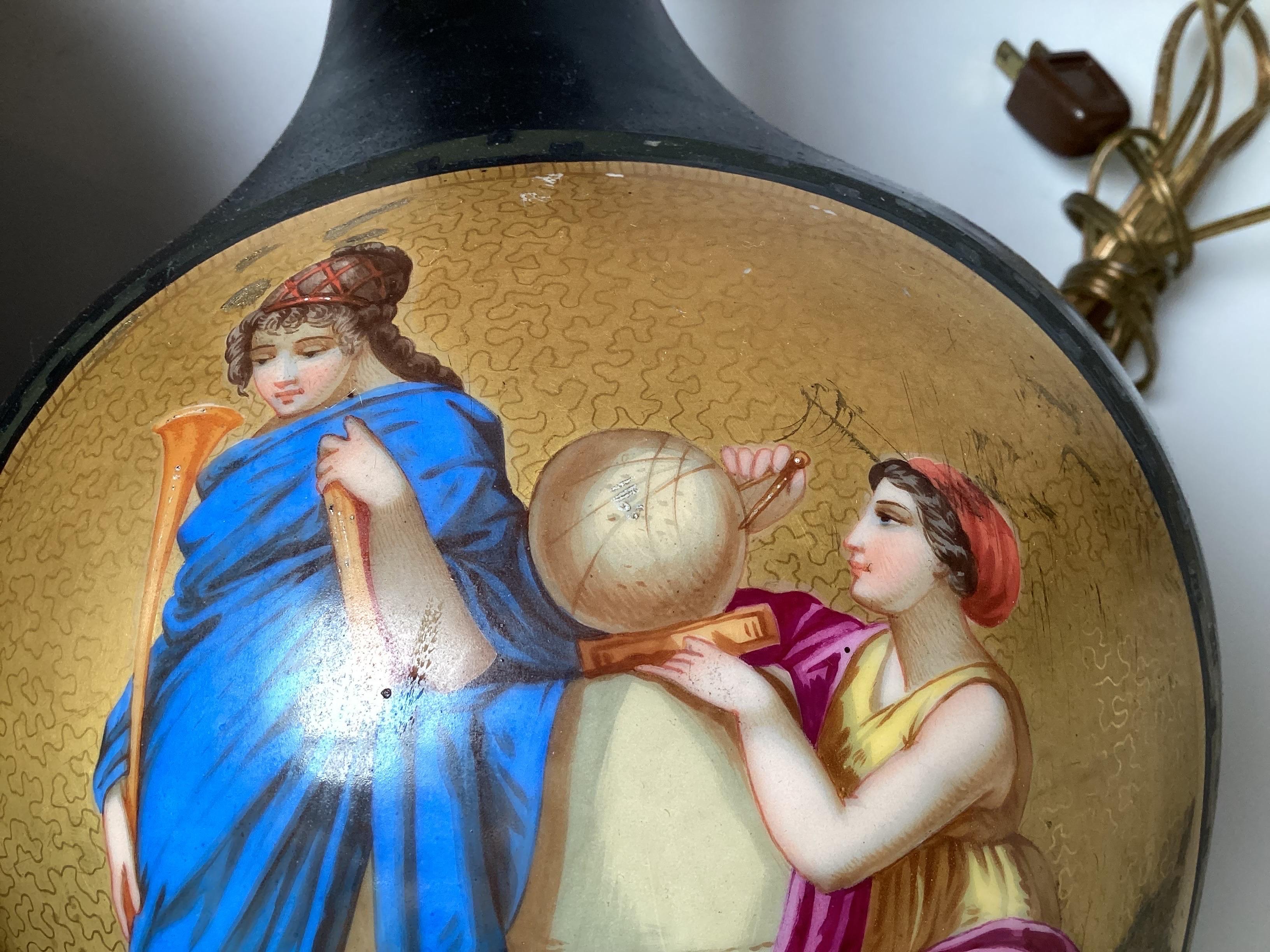 Pair of Antique Neoclassical Paris Porcelain Vases as Lamps For Sale 4