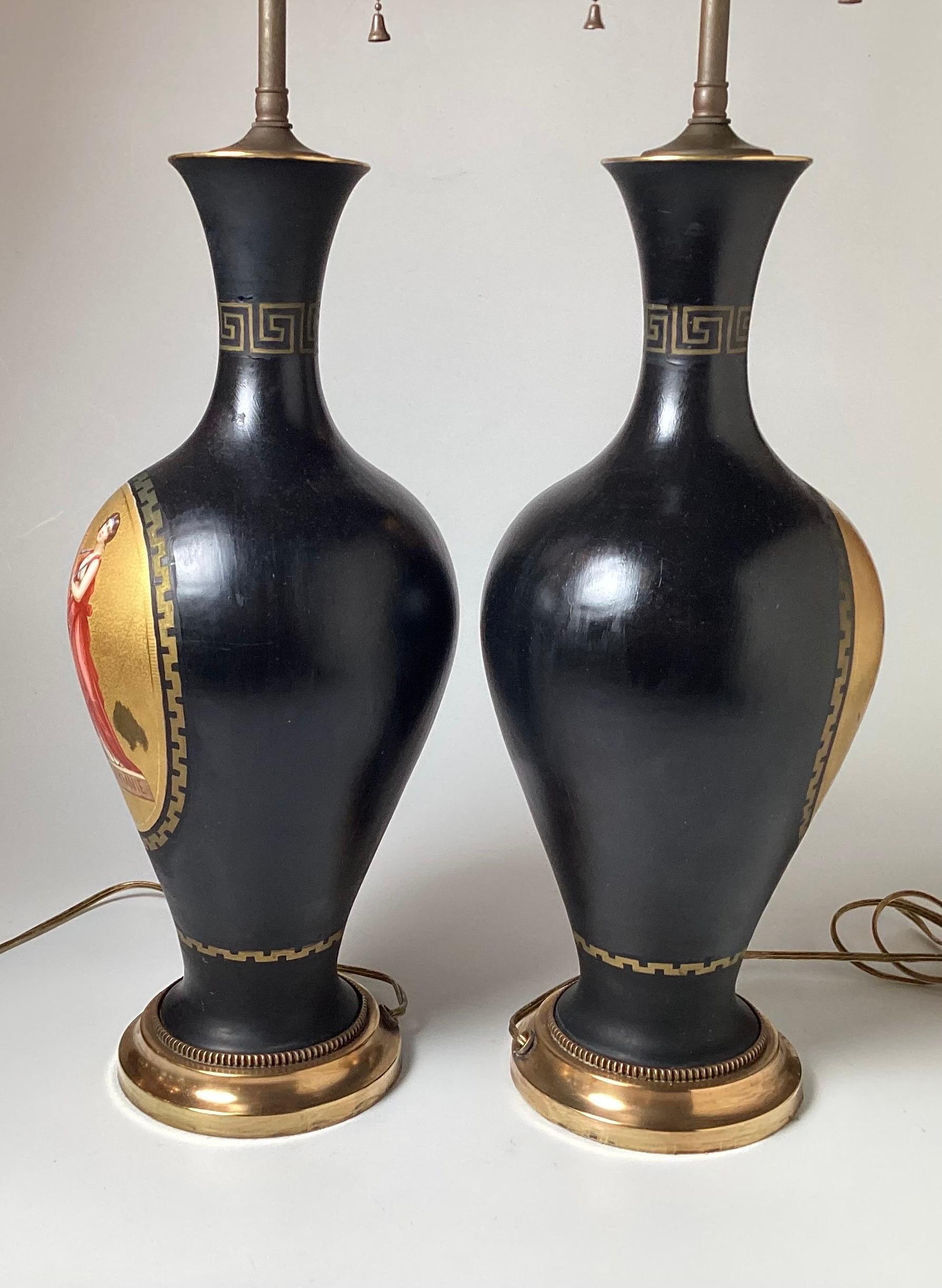 Late 19th Century Pair of Antique Neoclassical Paris Porcelain Vases as Lamps For Sale