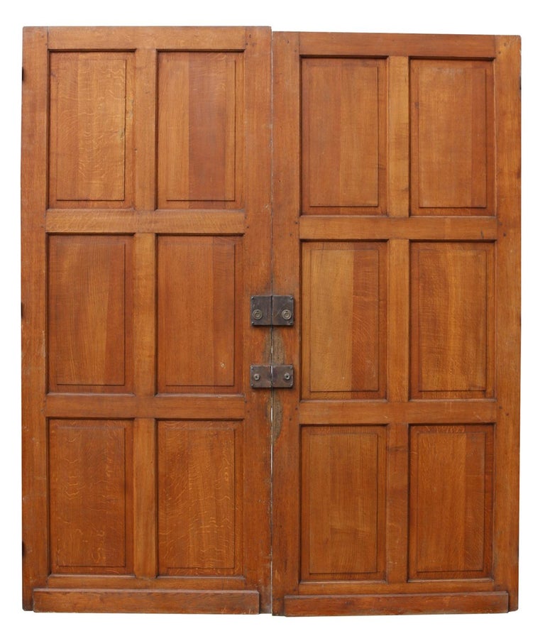 Pair of Antique Oak Six Panel Doors For Sale at 1stDibs