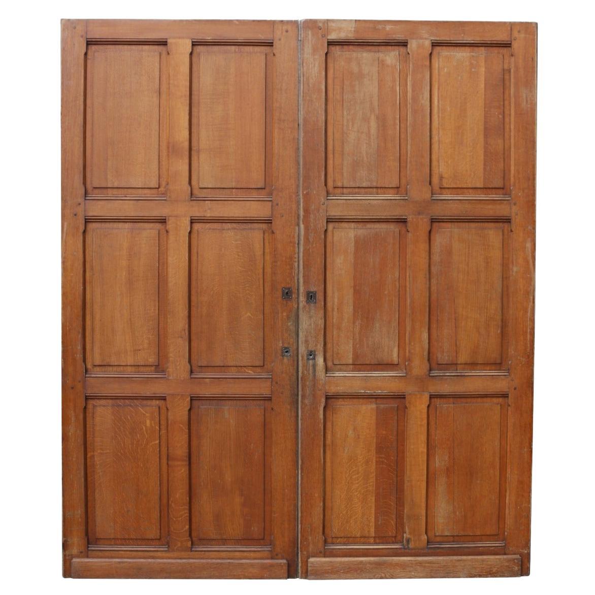 Pair of Antique Oak Six Panel Doors For Sale