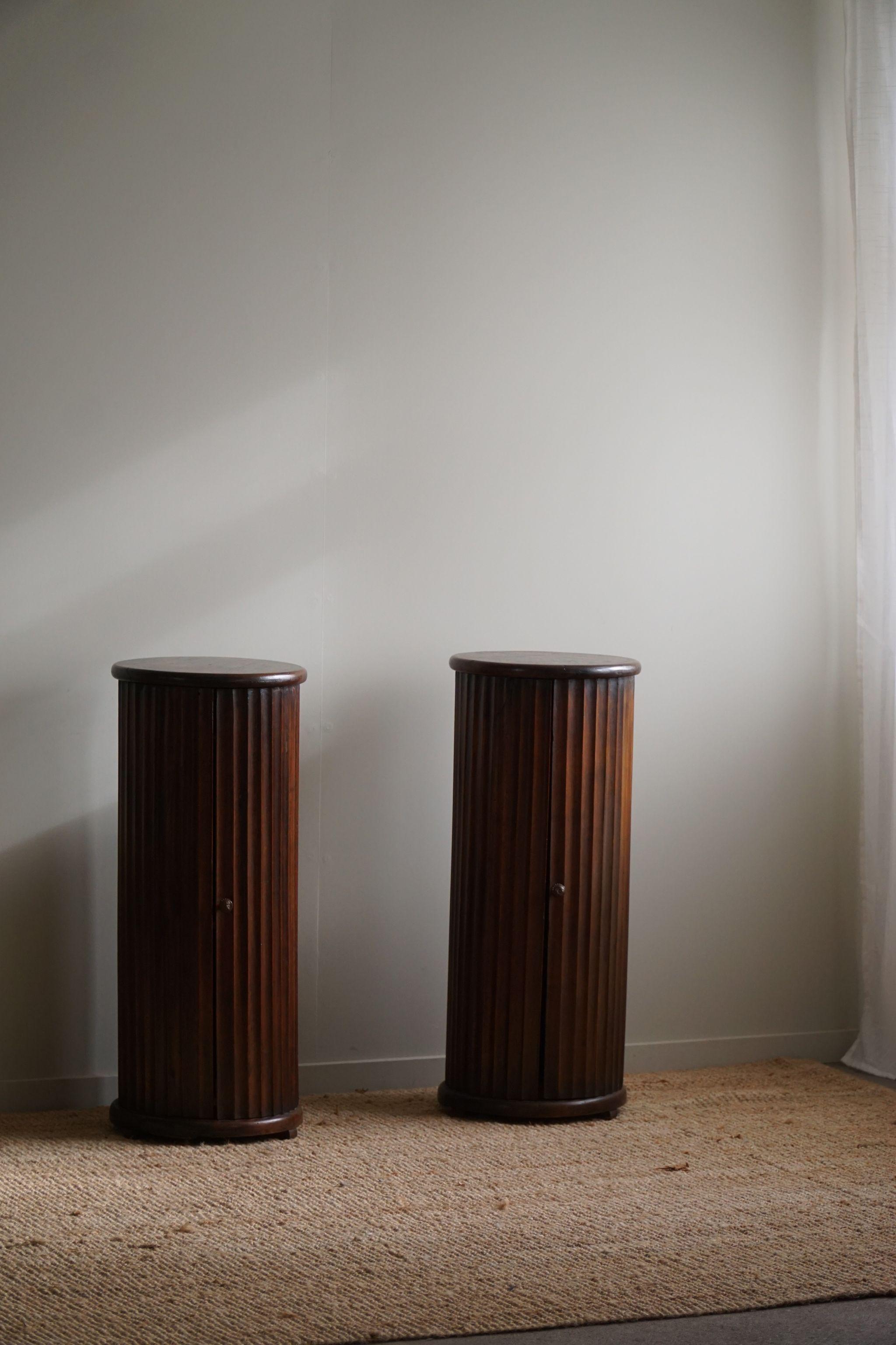 A Pair of Antique Pedestals With Storage, Nutwood, Italian Cabinetmaker, 1880s  12