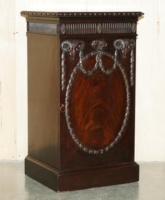 A PAIR OF ANTiQUE REGENCY ADAM REVIVAL FLAMED HARDWOOD PEDESTALS SIDE CABINETS