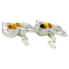 Pareja de Saleros Antiguos Ranas de Astilla Salero Decorativo Interior Dorado Pareja de Saleros Antiguos Ranas de Astilla Salero Decorativo Interior Dorado