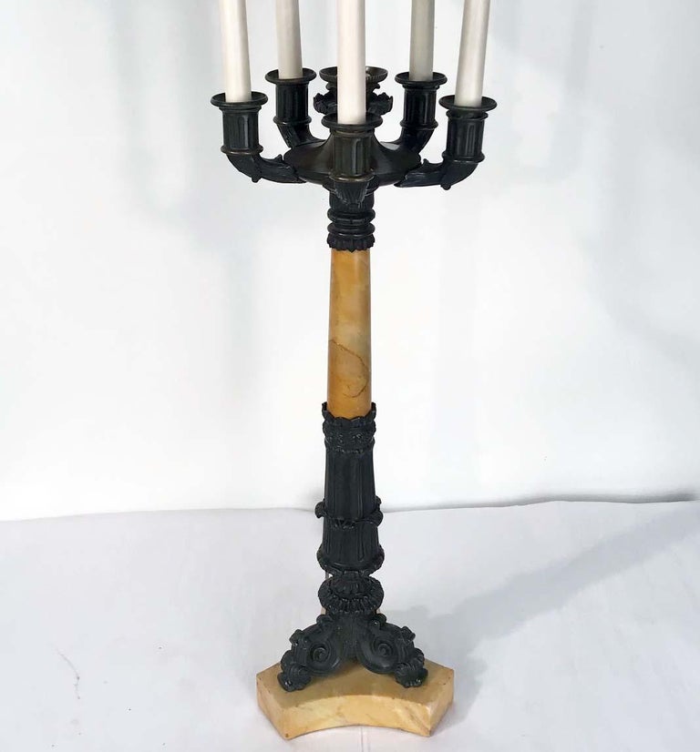 French Pair of Antique Second Empire Style Five-Arm Candelabra For Sale