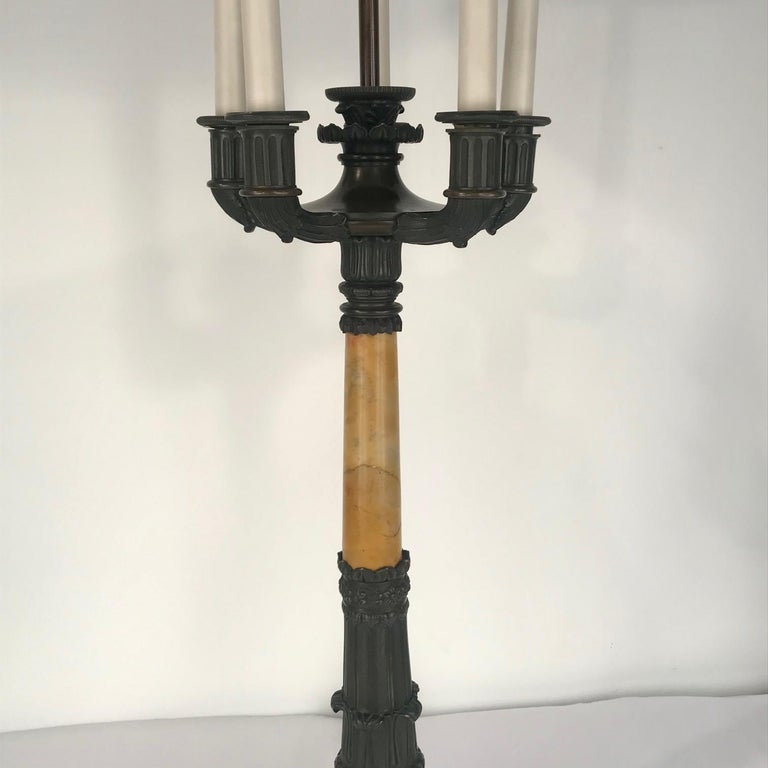 Cast Pair of Antique Second Empire Style Five-Arm Candelabra For Sale