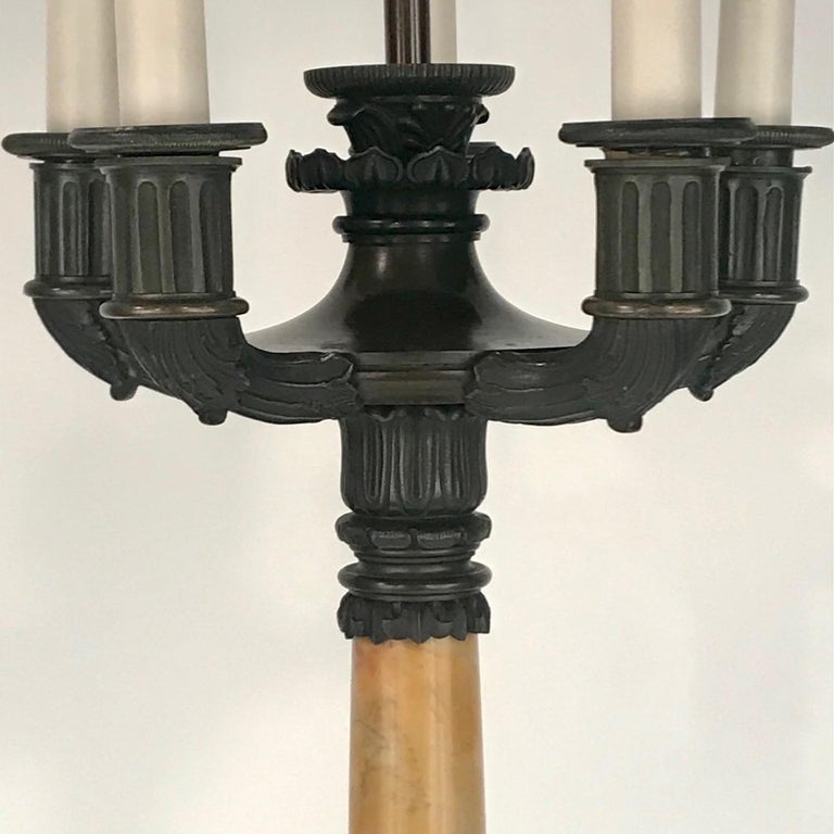 Pair of Antique Second Empire Style Five-Arm Candelabra In Good Condition For Sale In Montreal, QC