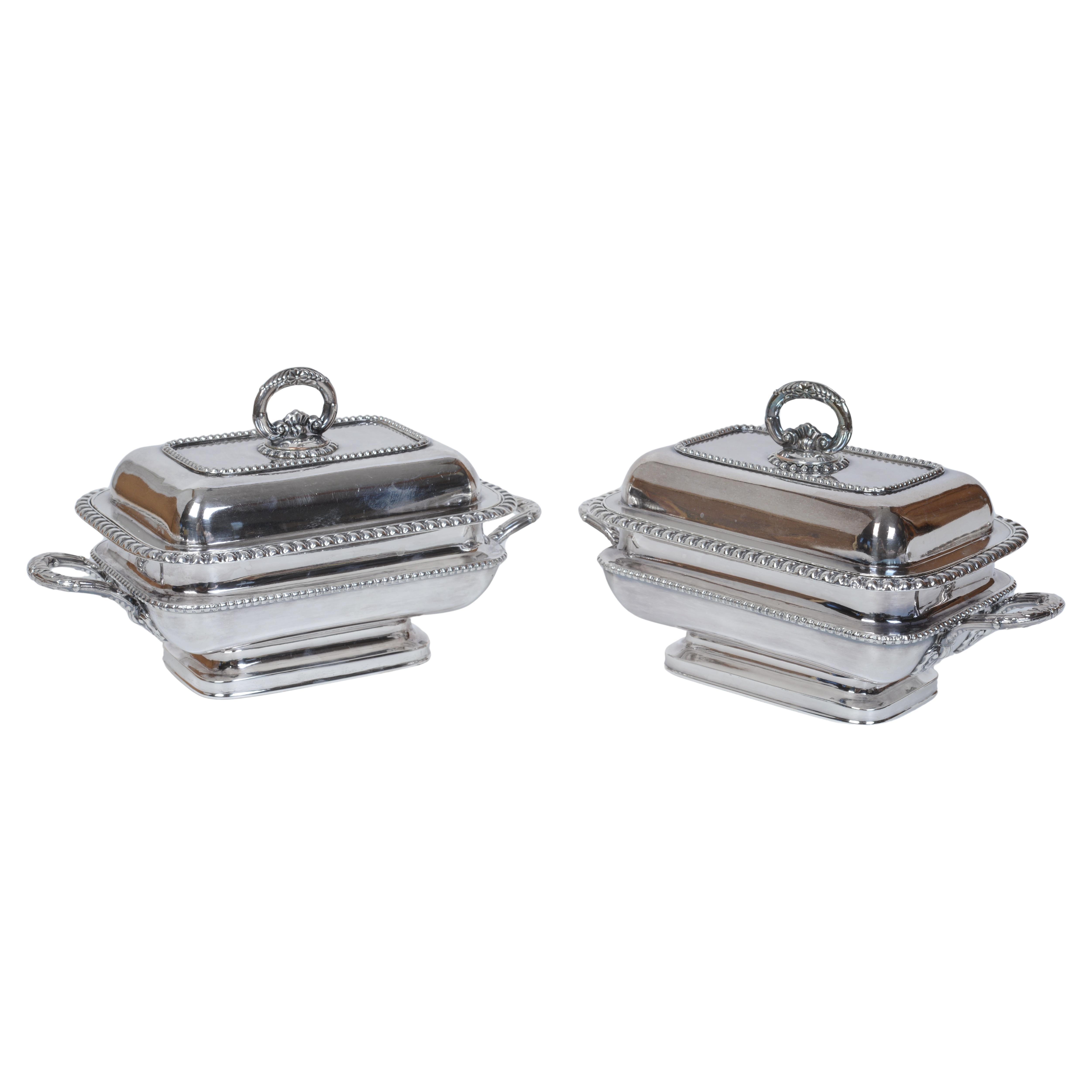 A Pair of Antique Sheffield Covered Vegetable Dishes, c1810