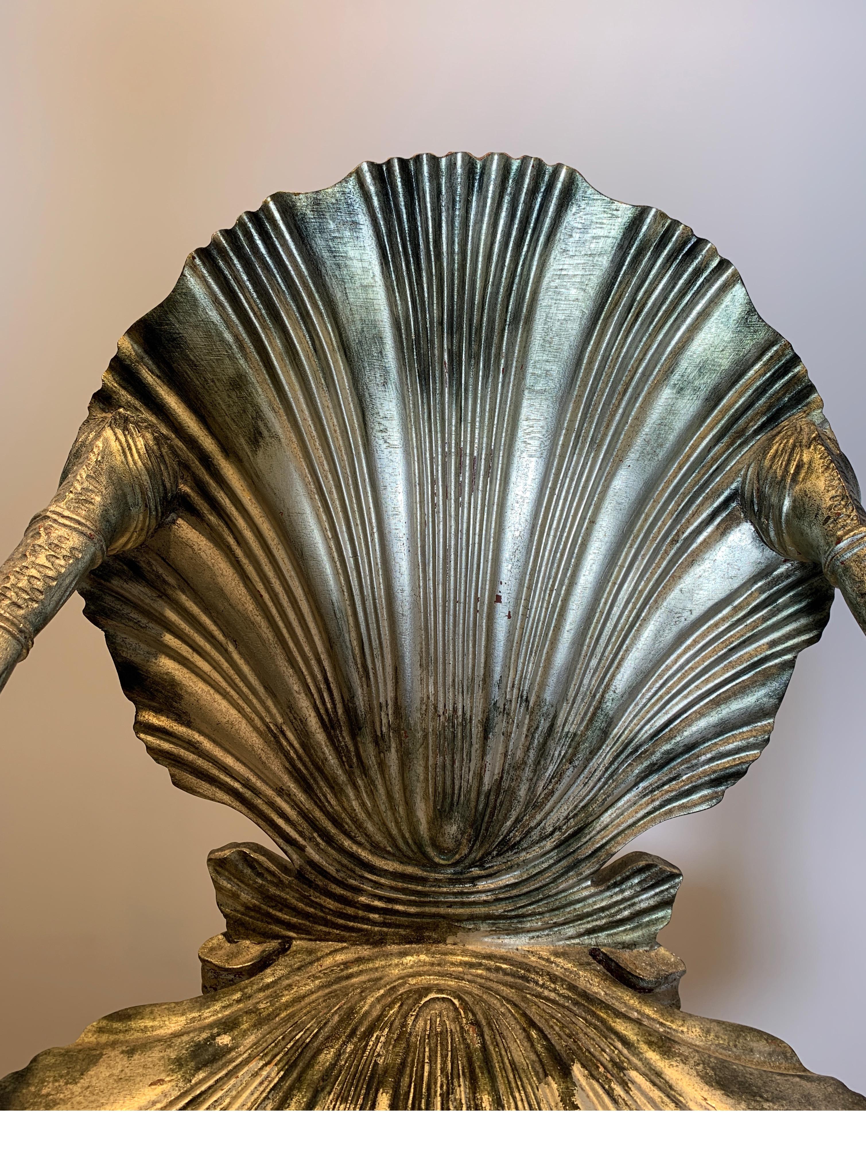 Pair of Antique Silver Leaf Grotto Chairs 3