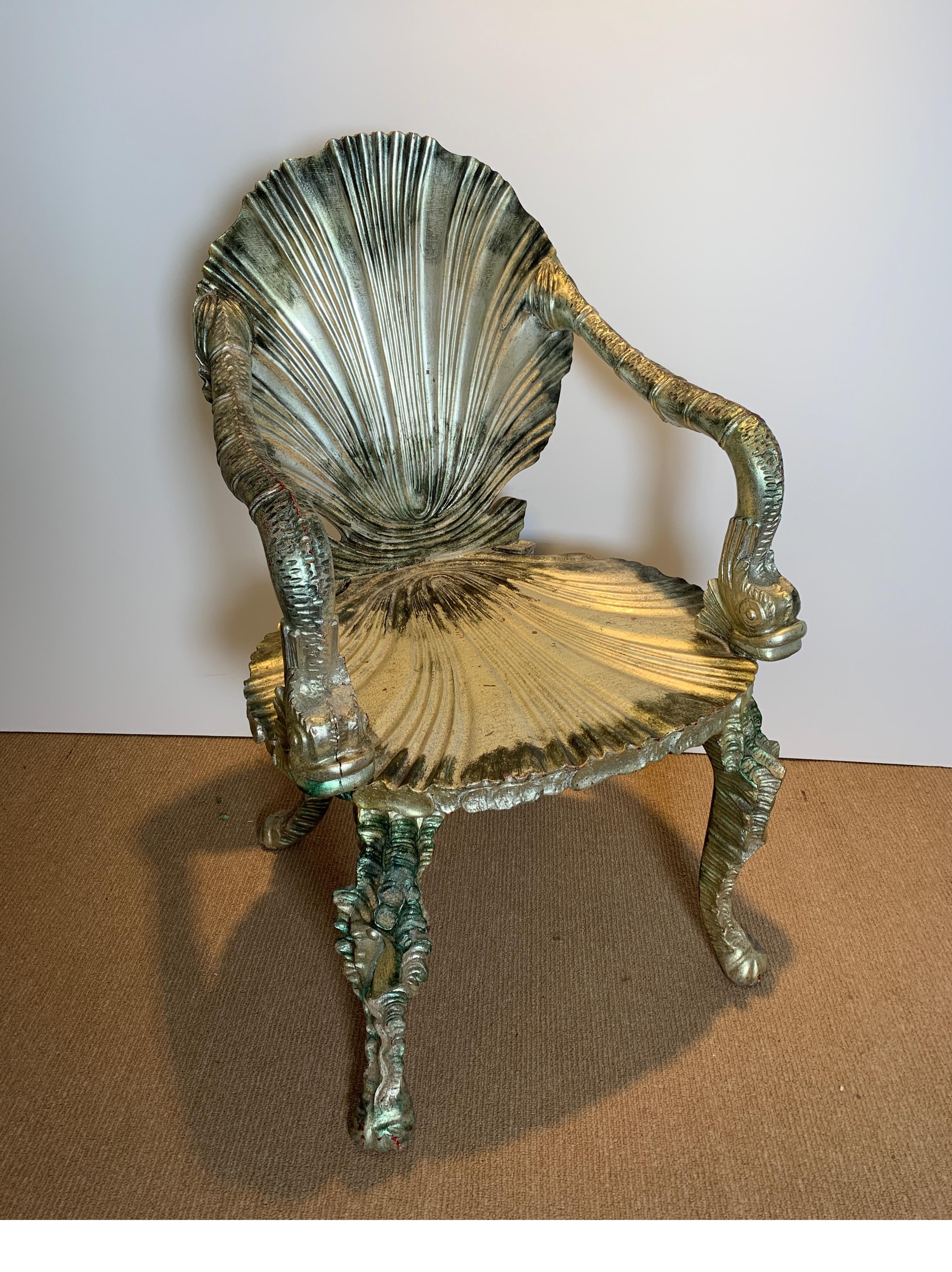 20th Century Pair of Antique Silver Leaf Grotto Chairs