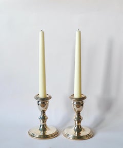 A Pair of Antique Silver on Copper Candle Holders Made in England