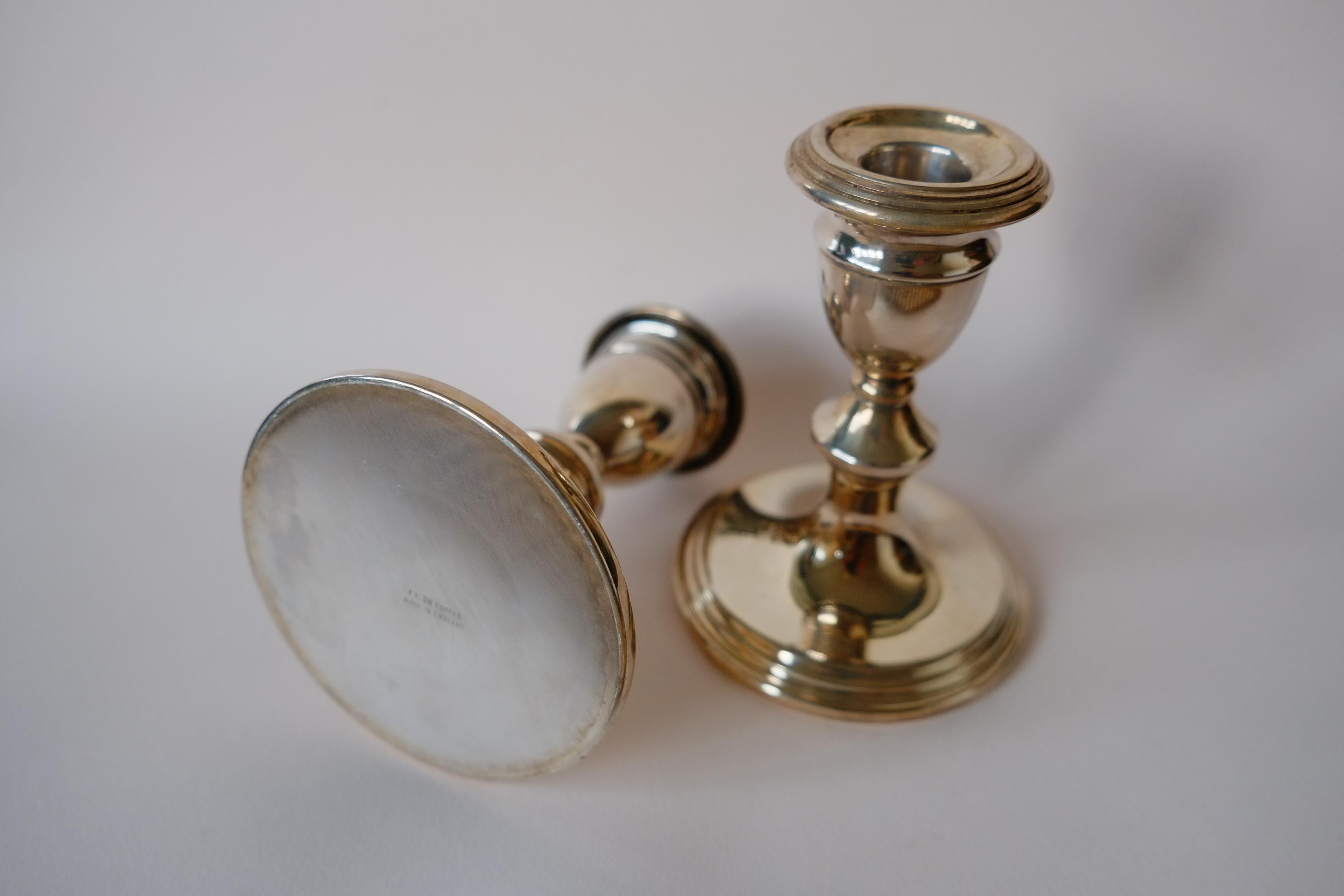 A Pair of Antique Silver on Copper Candle Holders Made in England For Sale 2