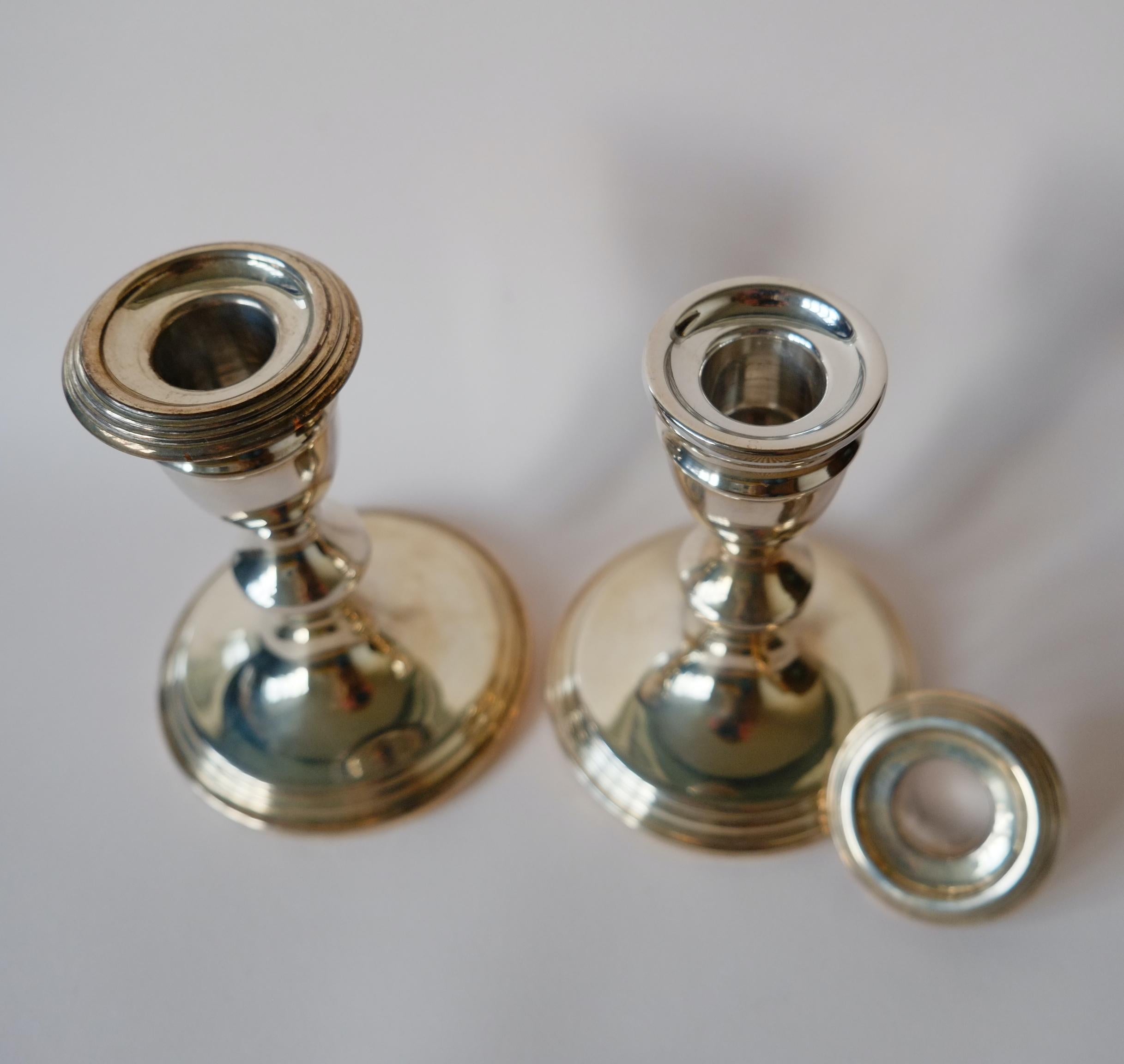 20th Century A Pair of Antique Silver on Copper Candle Holders Made in England For Sale