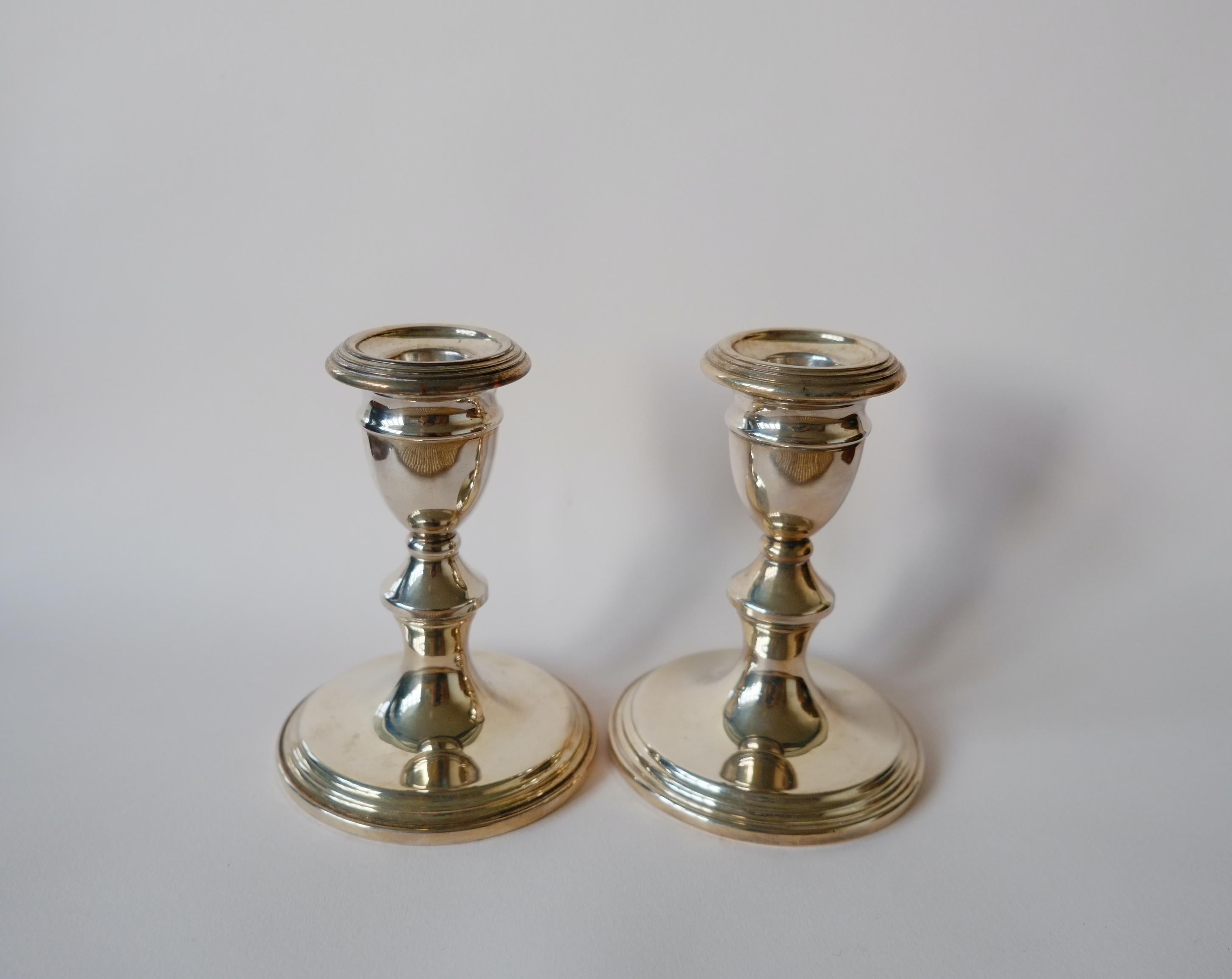 A Pair of Antique Silver on Copper Candle Holders Made in England For Sale 1