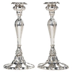 Pair of Antique Silver-Plated Sheffield Candlesticks