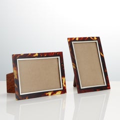 Pair of Antique Tortoiseshell and Silver Photograph Frames Birmingham 1902