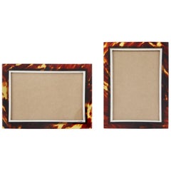 Pair of Antique Tortoiseshell and Silver Photograph Frames Birmingham 1902