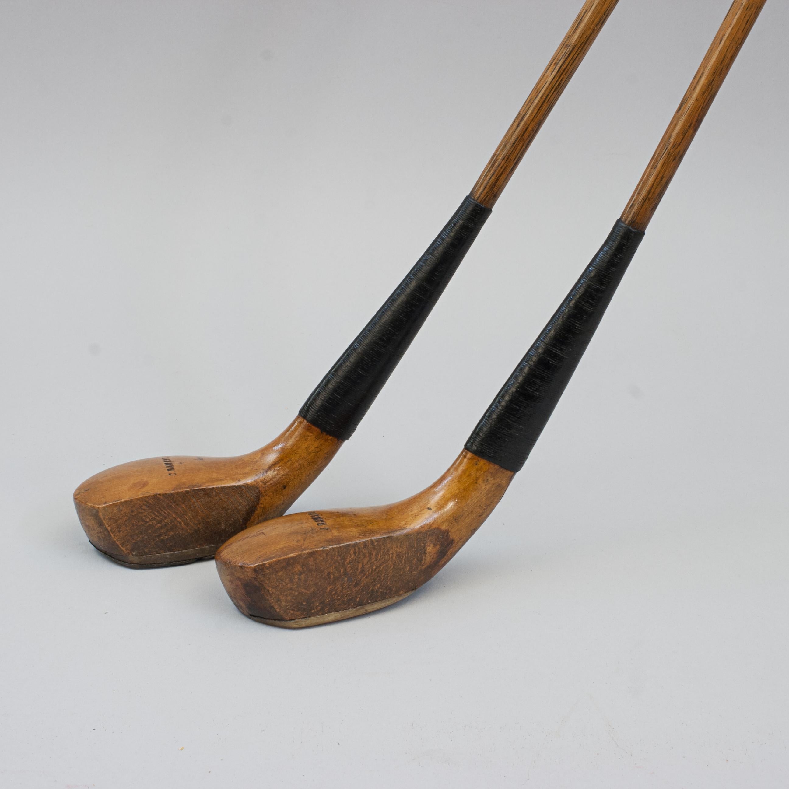 A Pair of Antique Transitional Long Nose Golf Clubs, Woods. For Sale 5