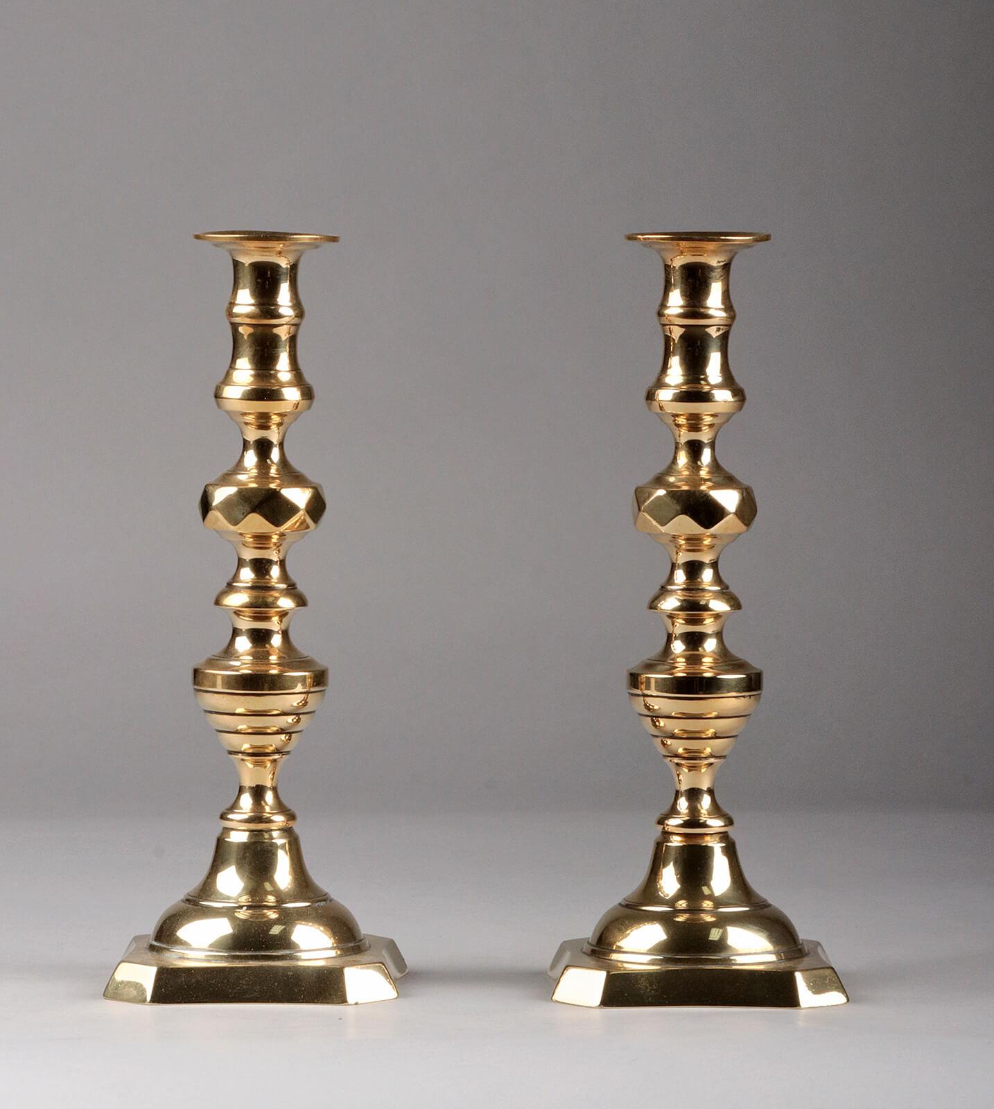 Pair of Antique Victorian Brass Candlesticks 8